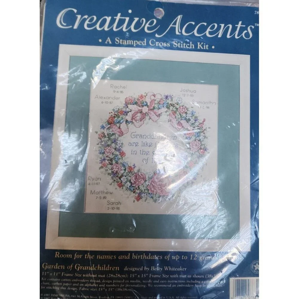 Vintage Creative Accents Stamped Cross Stitch Kit Garden of Grandchildren Sealed